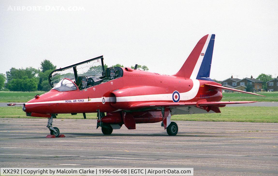 XX292, 1979 Hawker Siddeley Hawk T.1W C/N 119/312117, British Aerospace Hawk T1W at the air show celebrating the 50th anniversary of the College of Aeronautics at Cranfield in 1996.