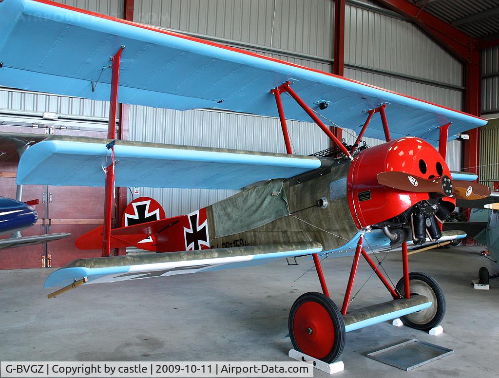 G-BVGZ, 1994 Fokker Dr.1 Triplane Replica C/N PFA 238-12654, seen @ Breighton