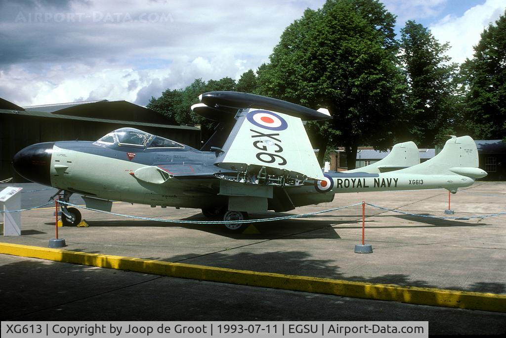 XG613, De Havilland DH-112 Sea Venom FAW.21 C/N 12904, During the summer of 1993 the preserved Navy aircraft were parked outside due to maintenance to the hangar.