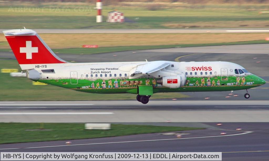 HB-IYS, 2001 British Aerospace Avro 146-RJ100 C/N E3381, Swiss Regional