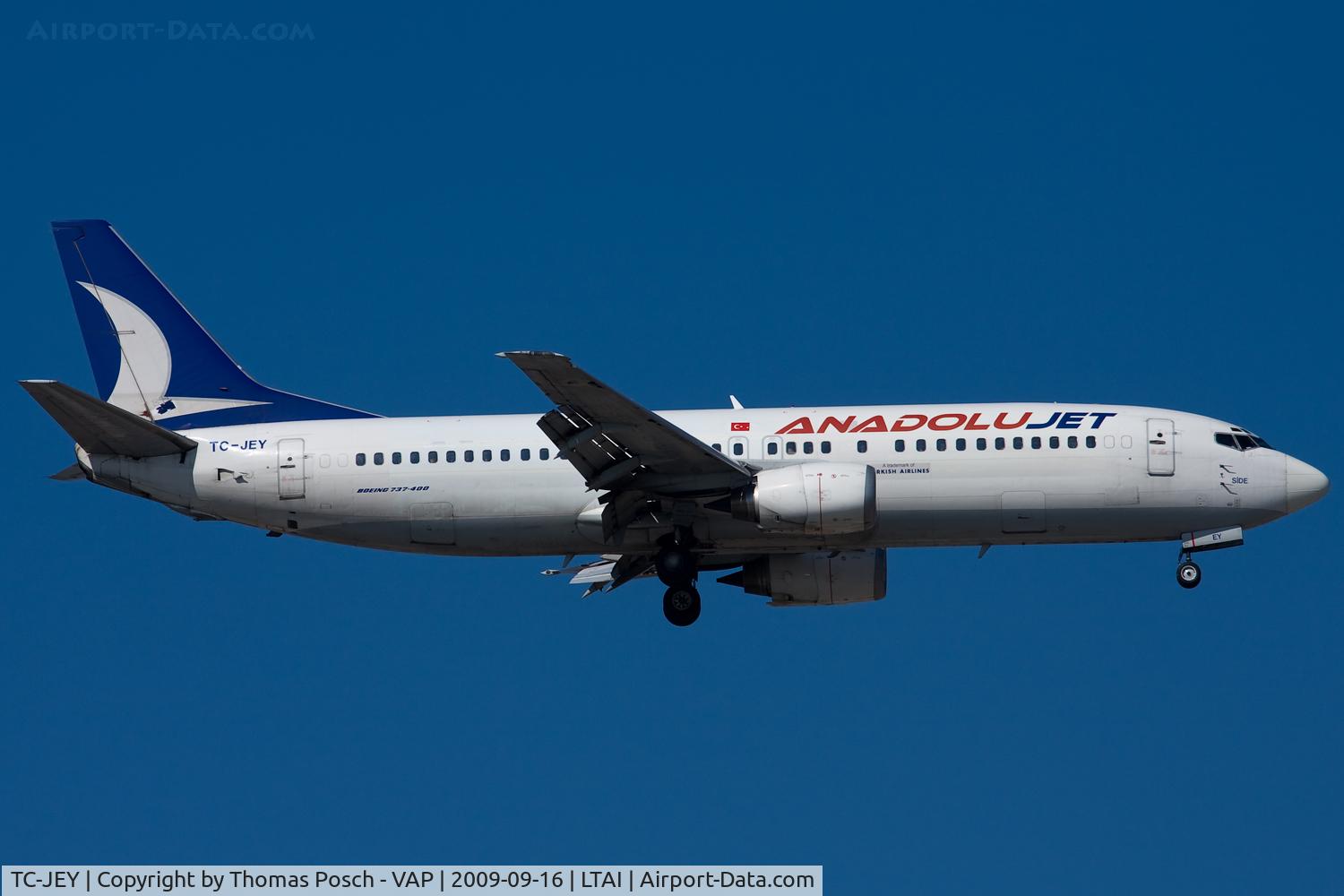 TC-JEY, 1993 Boeing 737-4Y0 C/N 26086, Anadolu Jet