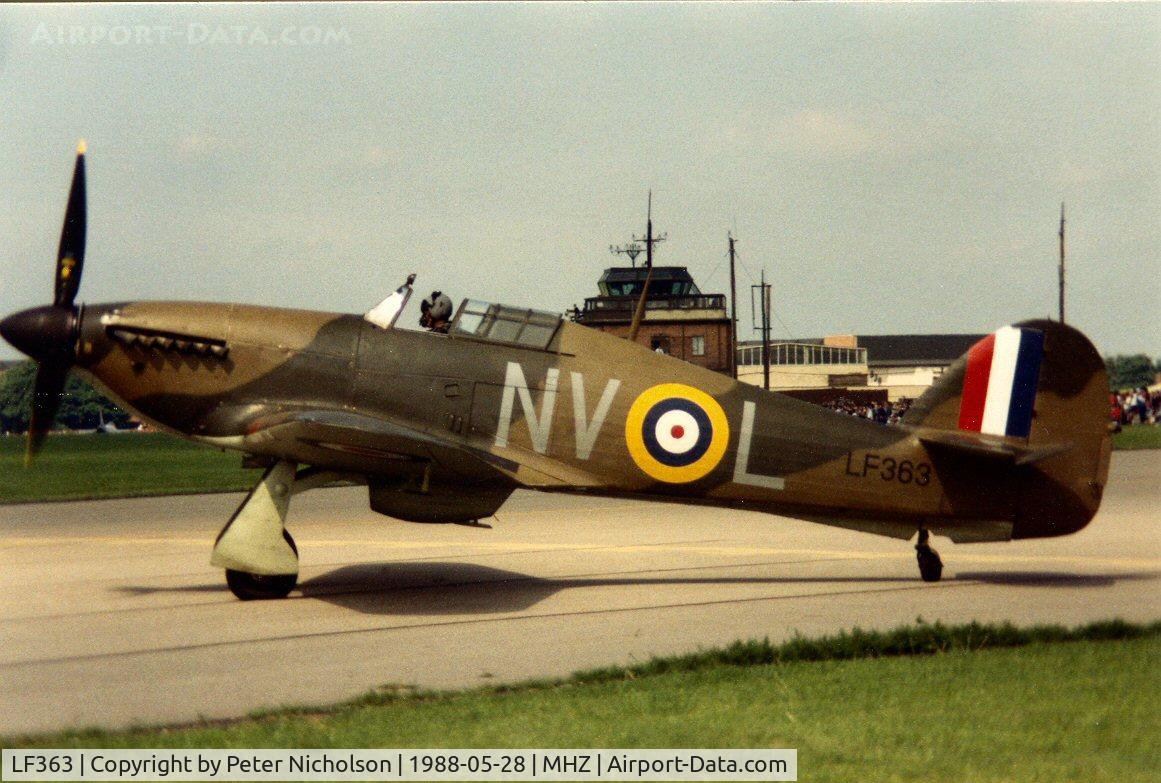 LF363, 1944 Hawker Hurricane IIC C/N 41H/469290, Hurricane IIC of the Battle of Britain Memorial Flight on display at the 1988 RAF Mildenhall Air Fete.