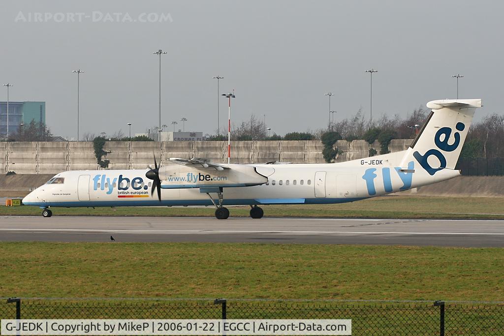 G-JEDK, 2002 De Havilland Canada DHC-8-402Q Dash 8 C/N 4065, Lining up for departure from MAN.