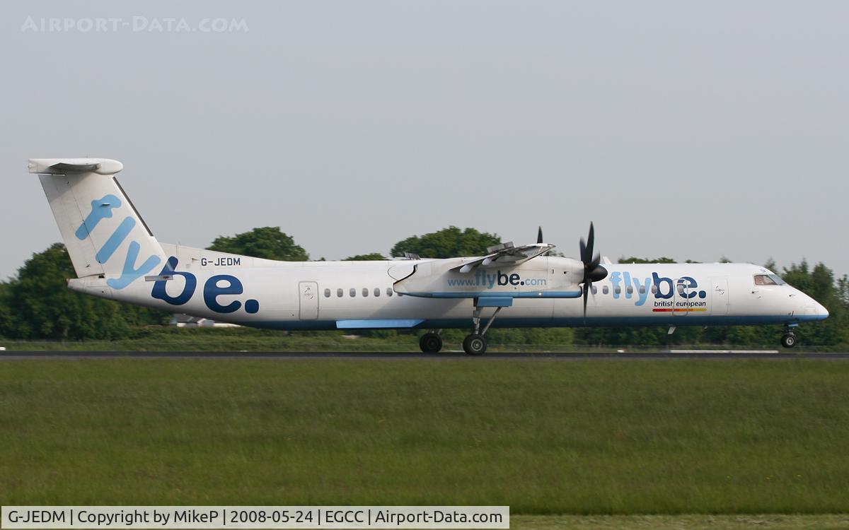 G-JEDM, 2003 De Havilland Canada DHC-8-402Q Dash 8 C/N 4077, Arriving on Runway 05R.
