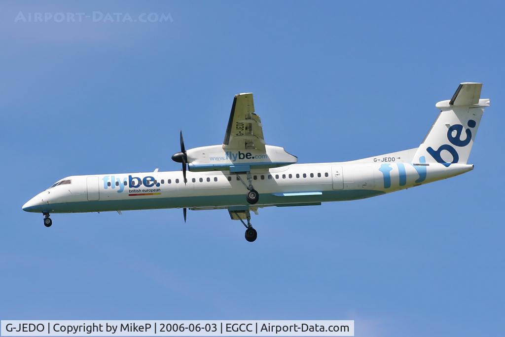 G-JEDO, 2003 De Havilland Canada DHC-8-402Q Dash 8 C/N 4079, Short final for Runway 24R.