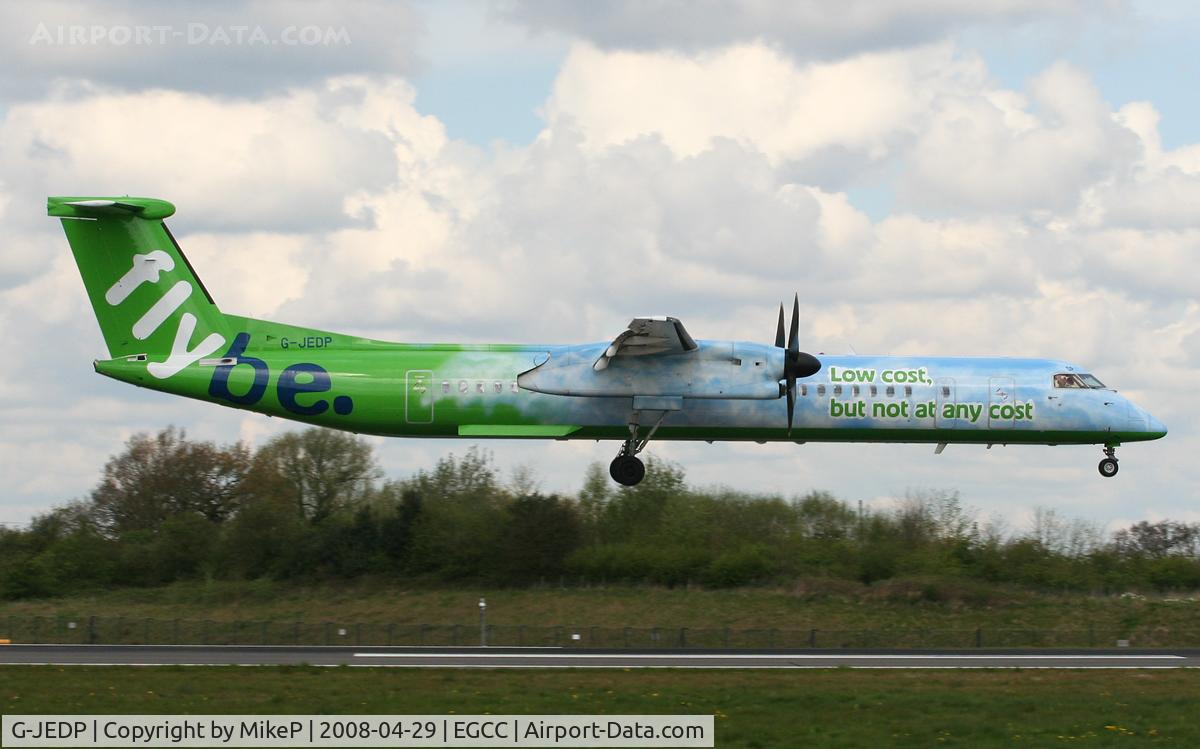 G-JEDP, 2003 De Havilland Canada DHC-8-402Q Dash 8 C/N 4085, Short final for Runway 05R.