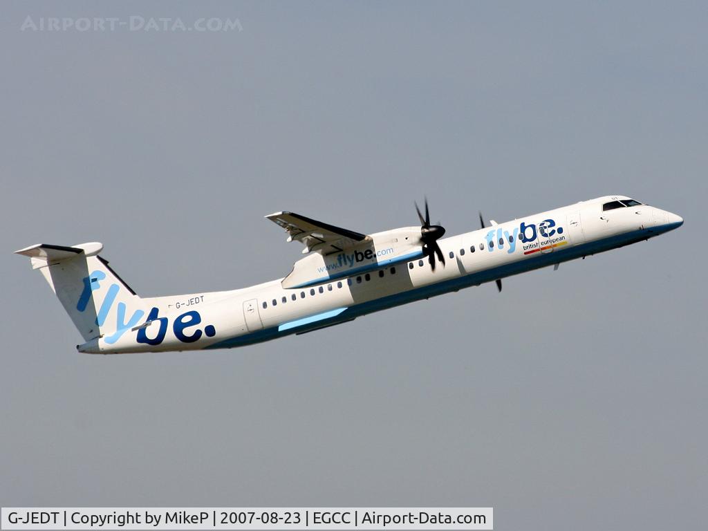 G-JEDT, 2003 De Havilland Canada DHC-8-402Q Dash 8 C/N 4088, Climbing away on another departure from Manchester,