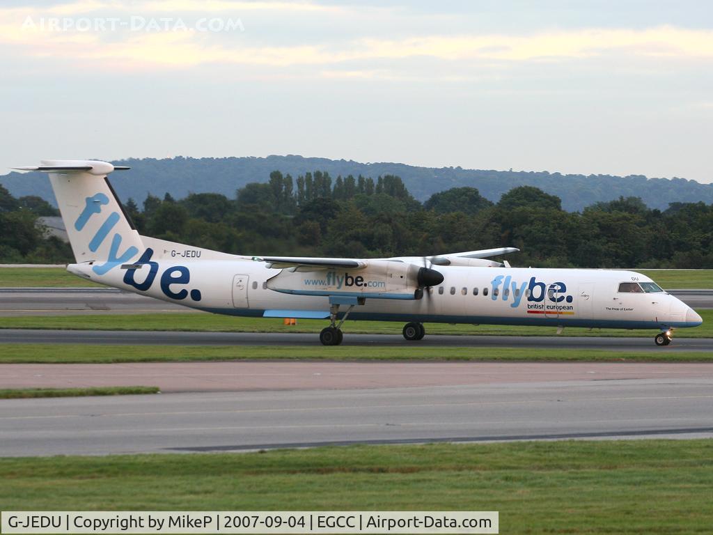 G-JEDU, 2004 De Havilland Canada DHC-8-402Q Dash 8 C/N 4089, Turning off the Runway & heading for the gate.