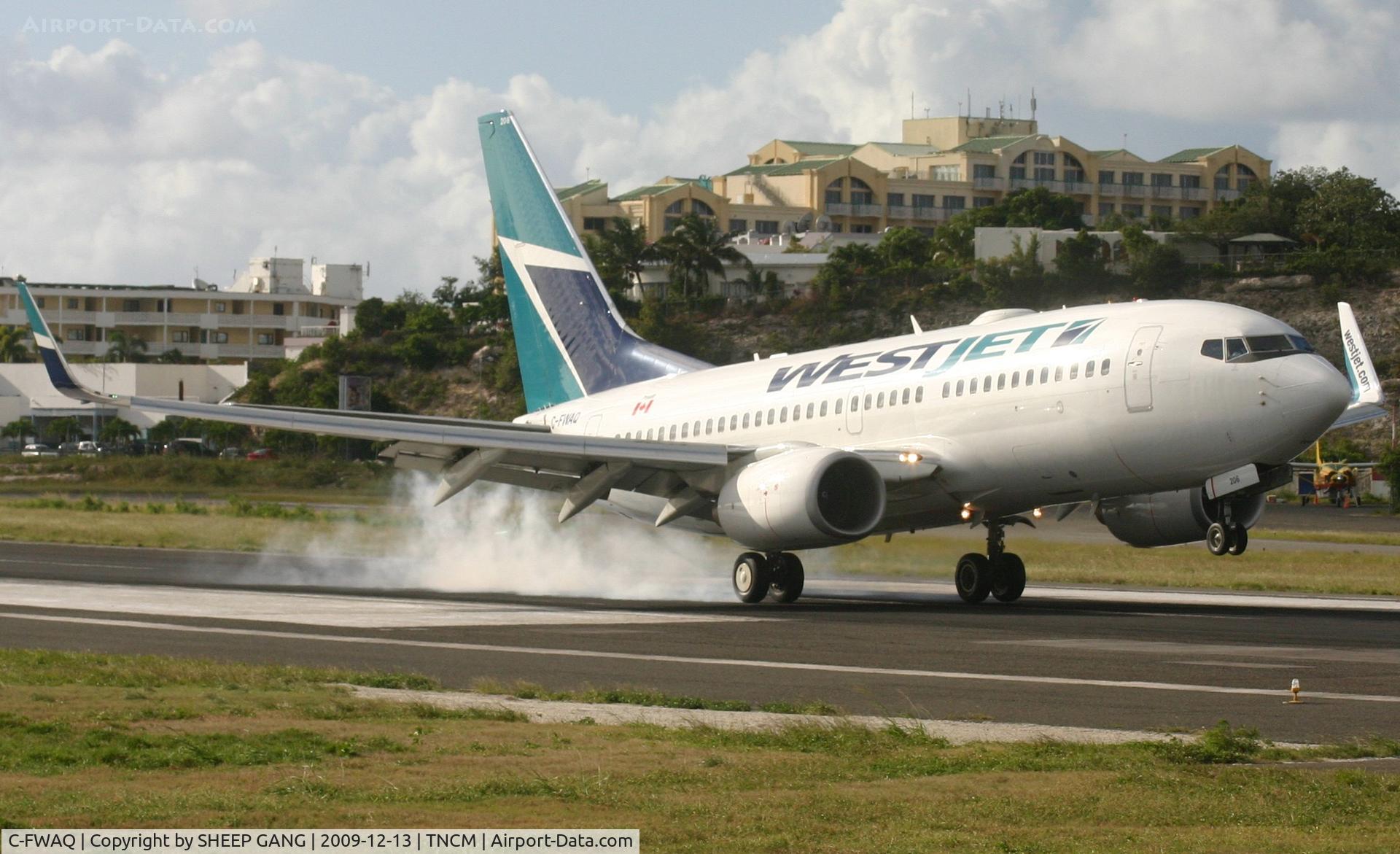 C-FWAQ, 2002 Boeing 737-7CT C/N 32748, Westjet landing at TNCM