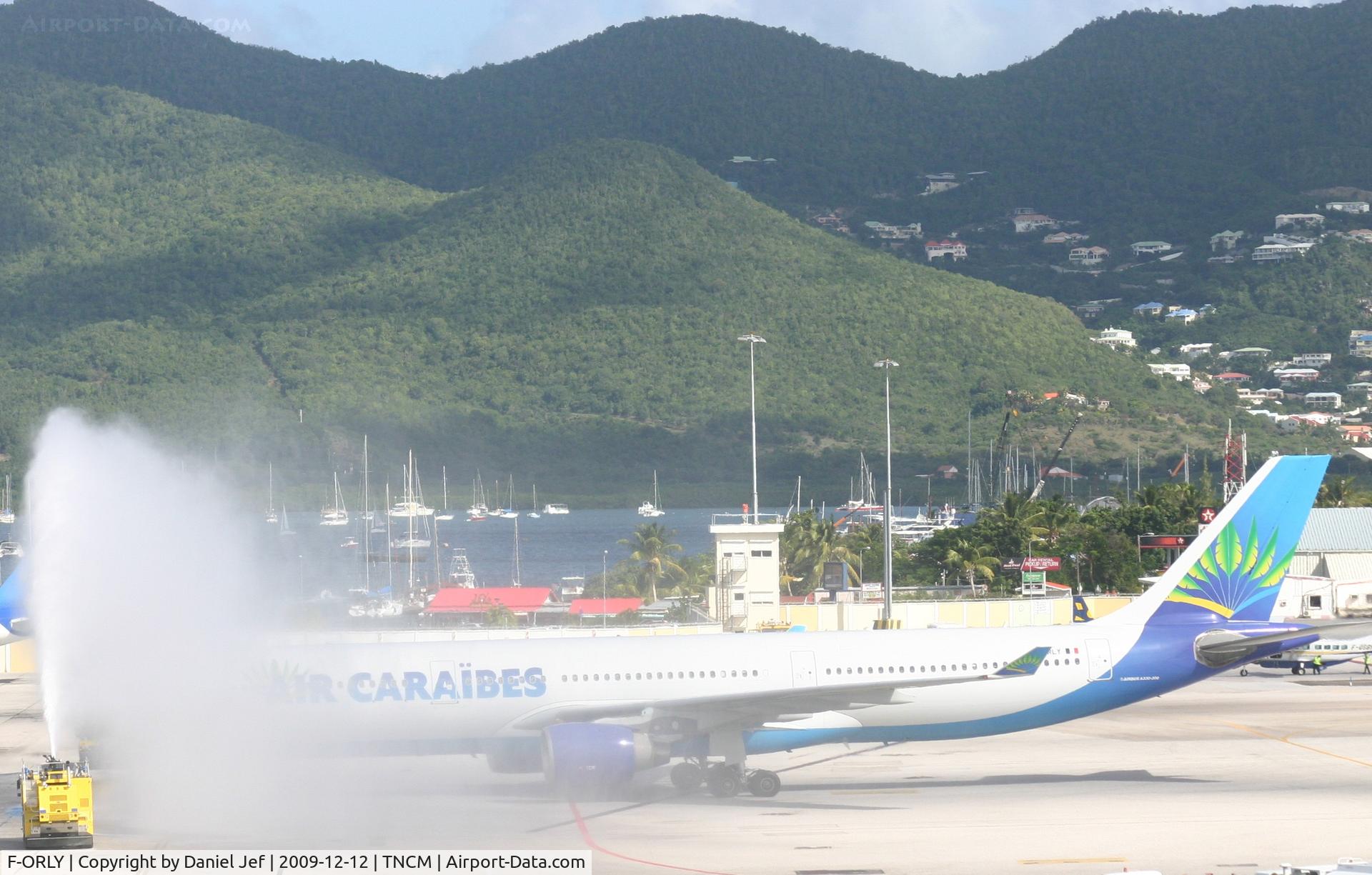 F-ORLY, 2006 Airbus A330-323X C/N 758, Air caraibes being bless by the fire trucks in the plane wetting welcome!!!