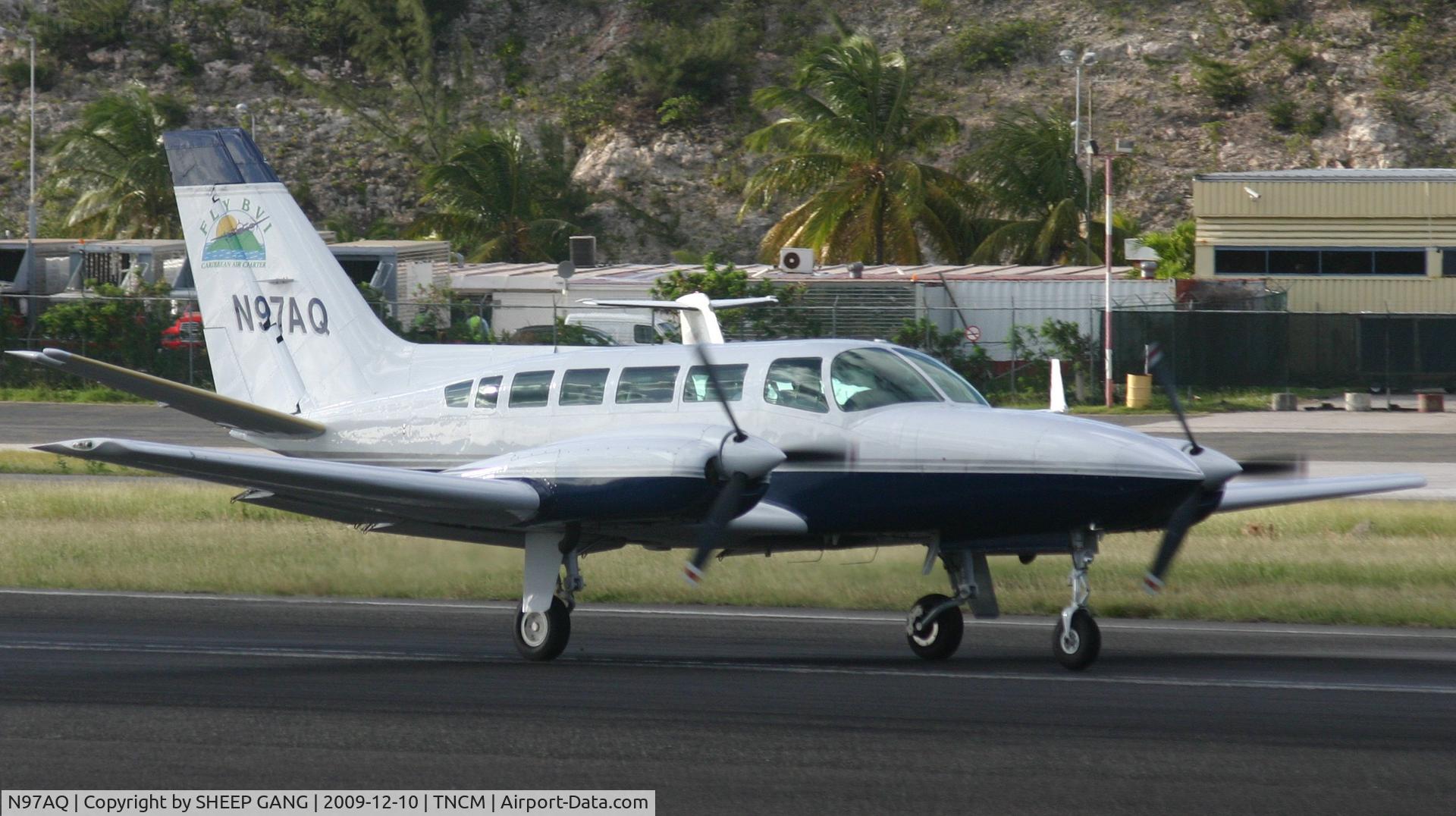 N97AQ, 1977 Cessna 404 Titan C/N 4040135, N97aq Departing TNCM