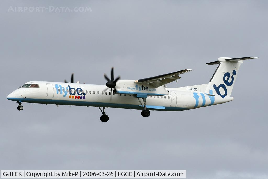 G-JECK, 2005 De Havilland Canada DHC-8-402Q Dash 8 C/N 4113, Final approach for Runway 24R.