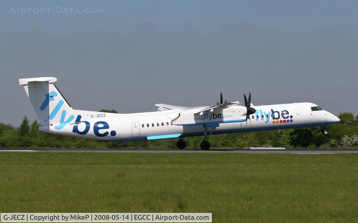 G-JECZ, 2007 De Havilland Canada DHC-8-402Q Dash 8 C/N 4179, Setting down on Runway 05R.