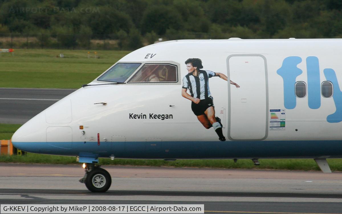 G-KKEV, 2008 De Havilland Canada DHC-8-402Q Dash 8 C/N 4201, Close up with the man with the greatest 70s hair style.