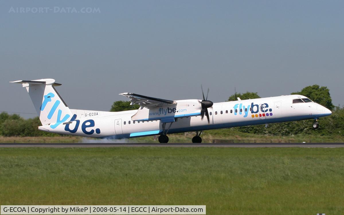 G-ECOA, 2007 De Havilland Canada DHC-8-402Q Dash 8 C/N 4180, Just arriving on Runway 05R.