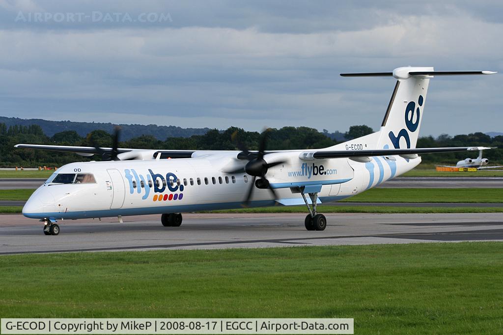 G-ECOD, 2008 De Havilland Canada DHC-8-402Q Dash 8 C/N 4206, Evening arrival on Runway 23R.