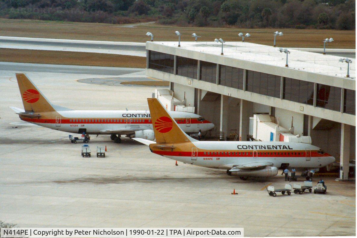 N414PE, 1969 Boeing 737-130 C/N 19031, Continental Airlines Boeing 737-130 at the terminal at Tampa in January 1990.