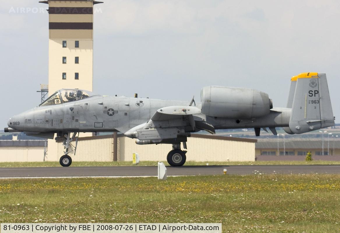 81-0963, 1981 Fairchild Republic A-10C Thunderbolt II C/N A10-0658, decelerating down the runway at Spangdahlem AB