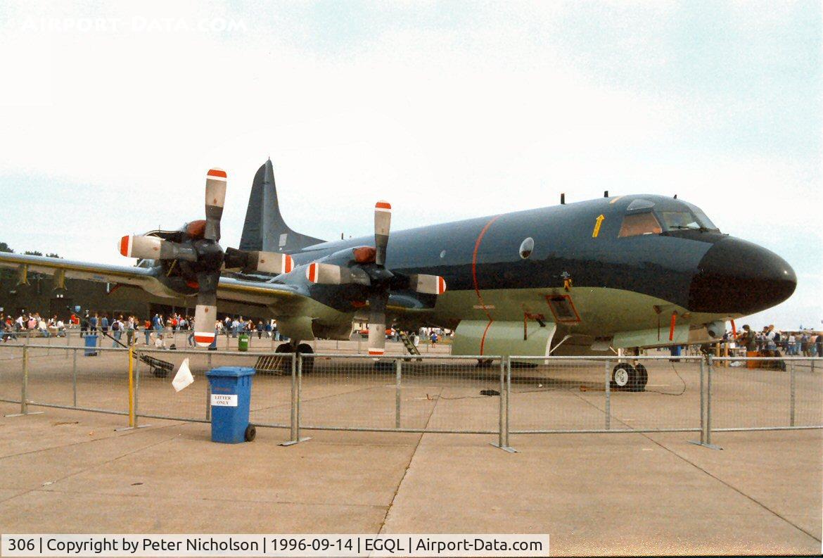 306, 1983 Lockheed P-3C Orion C/N 285A-5758, P-3C Orion of 320 Squadron Royal Netherlands Navy on display at the 1996 RAF Leuchars Airshow.