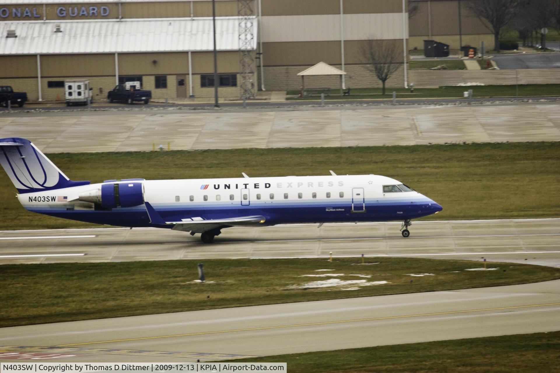 N403SW, 1993 Canadair CRJ-100LR (CL-600-2B19) C/N 7028, United Express (N403SW) arriving Peoria Illinois