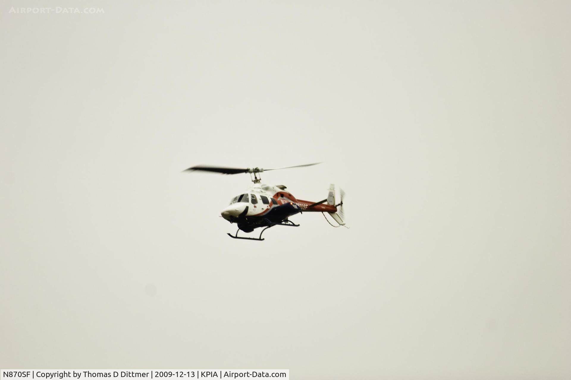 N870SF, Bell 230 C/N 23018, N870SF departing Peoria Illinois