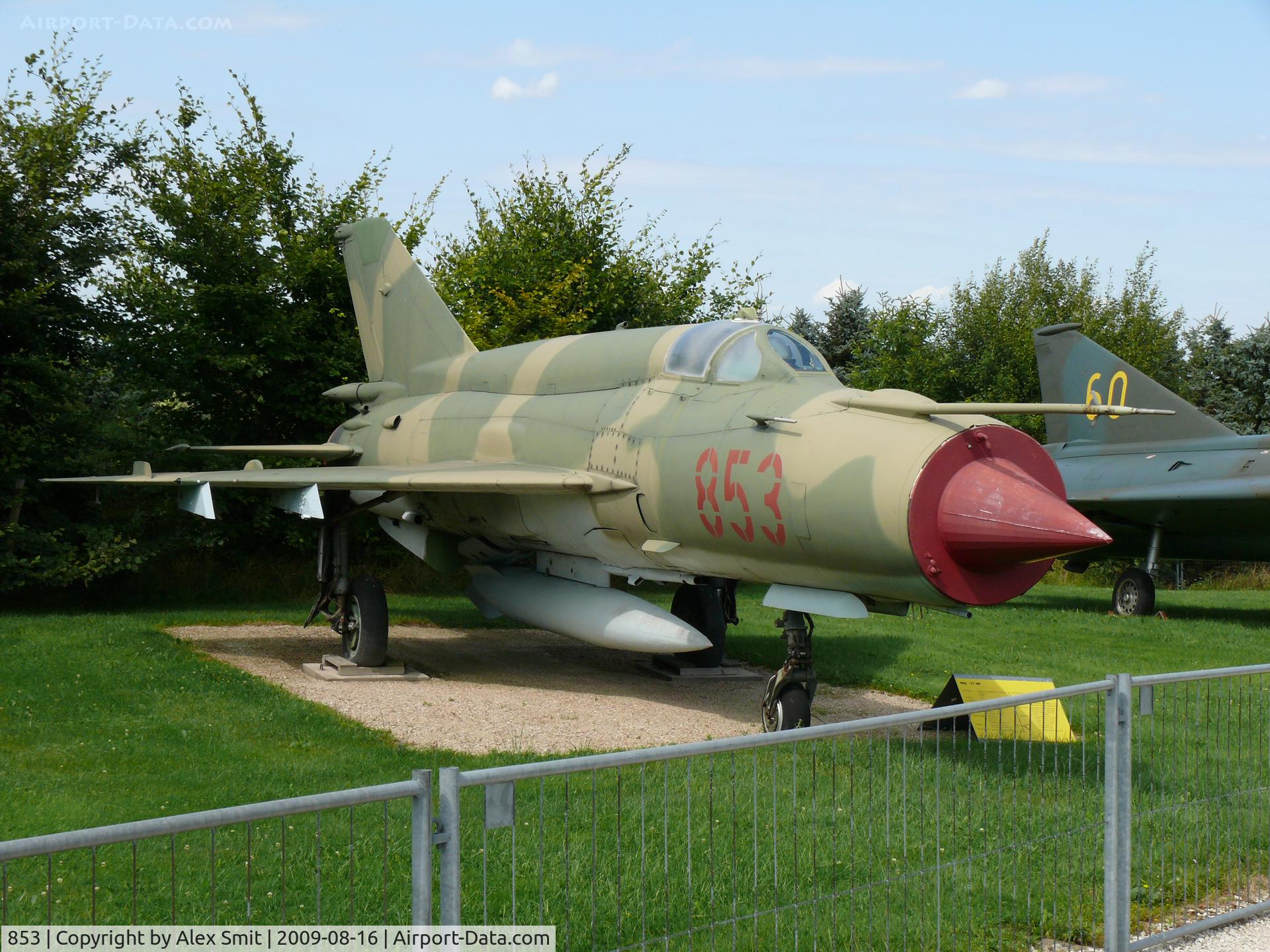 853, Mikoyan-Gurevich MiG-21Bis C/N 75058015, Mikoyan Guerevich Mig21Bis Fishbed 853 East German Air Force in the Hermerskeil Museum Flugausstellung Junior