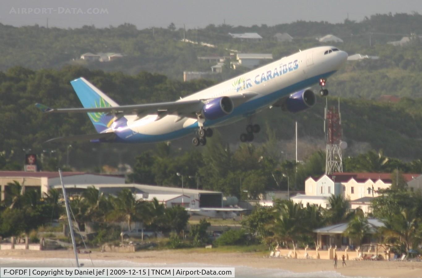F-OFDF, 1999 Airbus A330-223 C/N 253, Air caraibes departing st maarten for haiti
