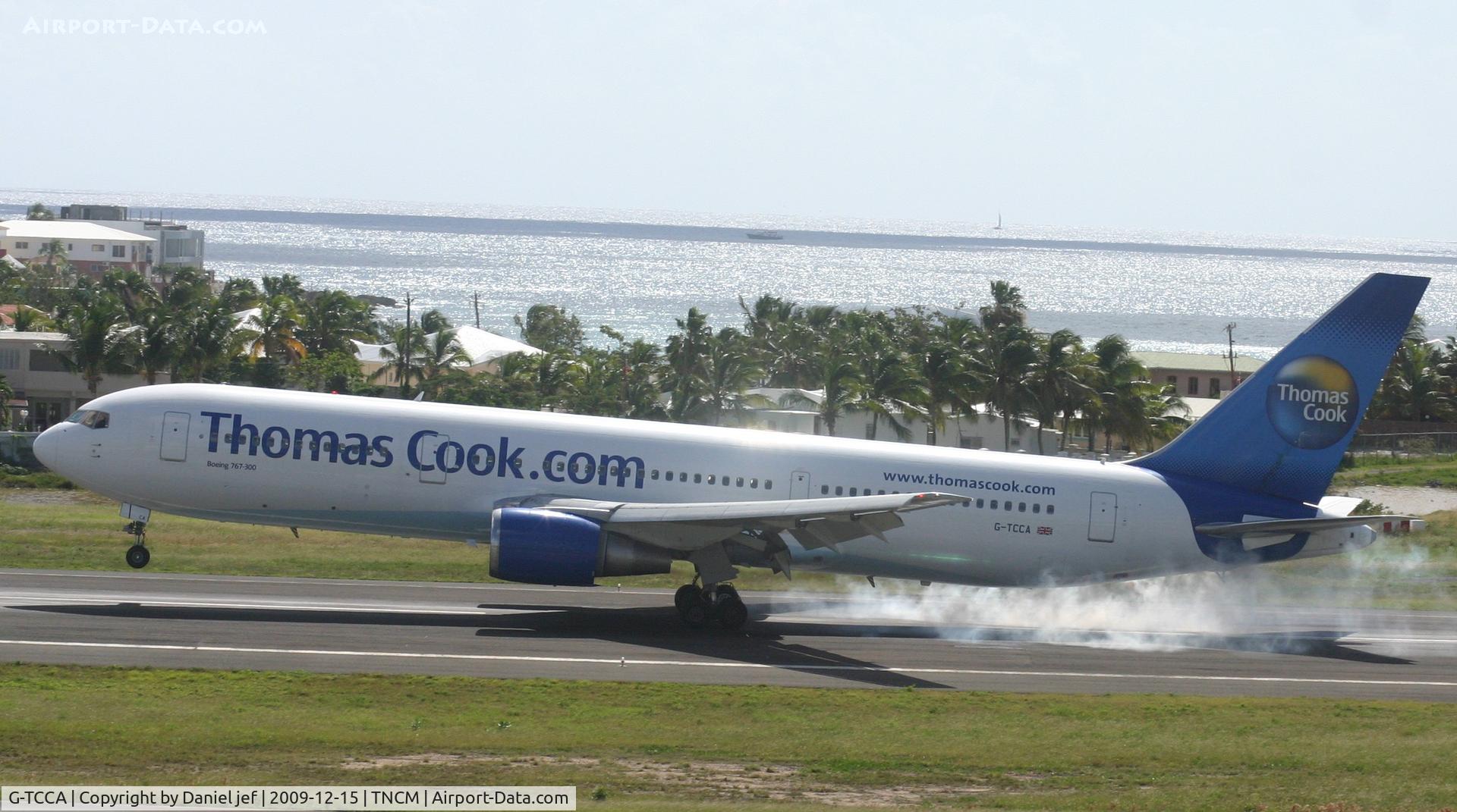 G-TCCA, 1994 Boeing 767-31K C/N 27205, Thomas Cook 767-300 landing at St Maarten from England