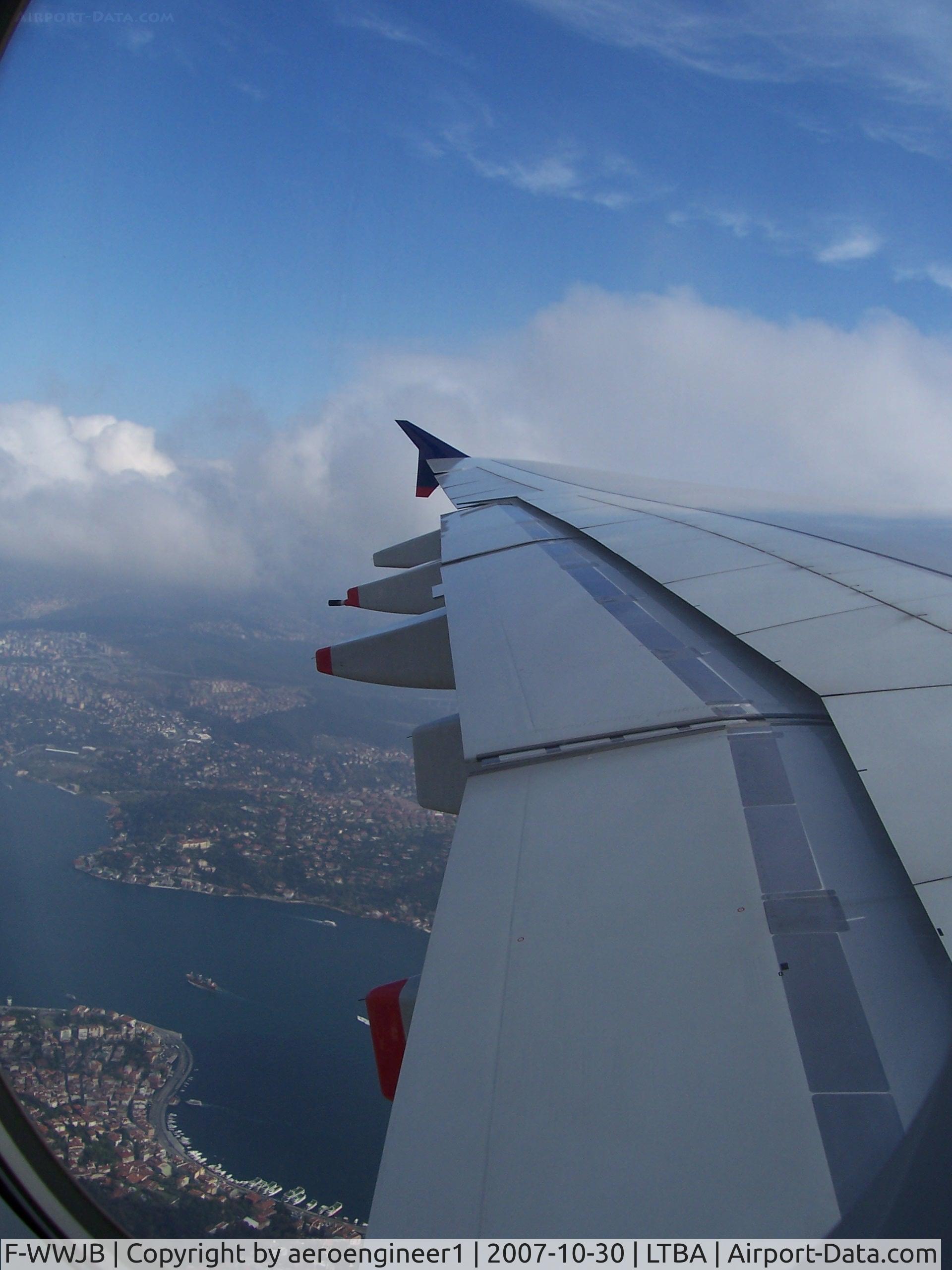 F-WWJB, 2006 Airbus A380-861 C/N 007, Bosphorus from the window of A380 approaching to Istanbul