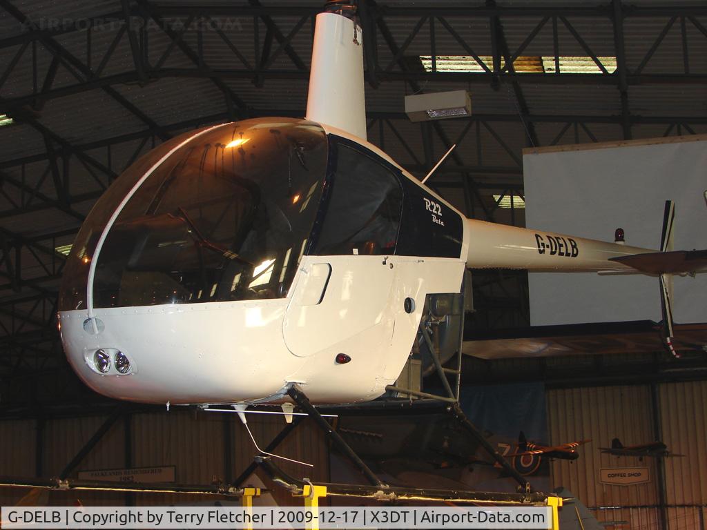 G-DELB, 1988 Robinson R22 Beta C/N 0799, Robinson R22 Beta exhibited at the Doncaster AeroVenture Museum