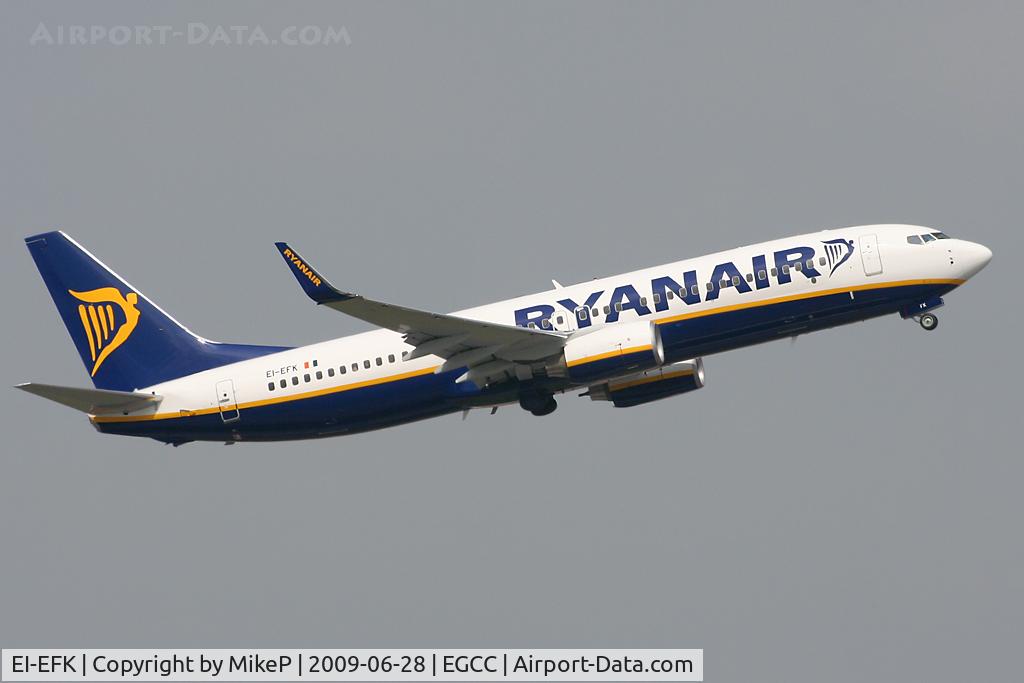 EI-EFK, 2009 Boeing 737-8AS C/N 37537, Climbing away from 05L after this aircrafts' first visit to MAN.