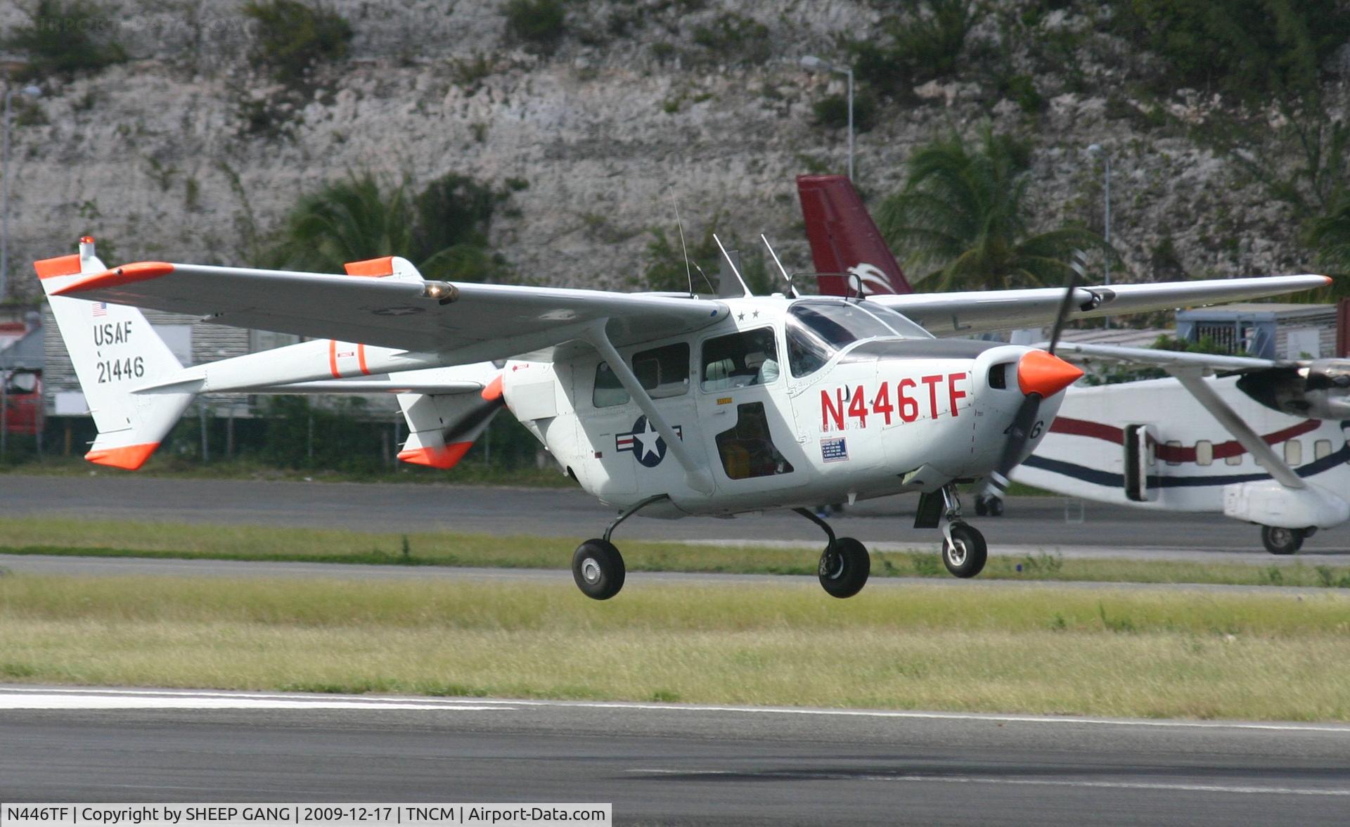 N446TF, Cessna 337A Super Skymaster C/N 337-0454, N446TF landing at TNCM