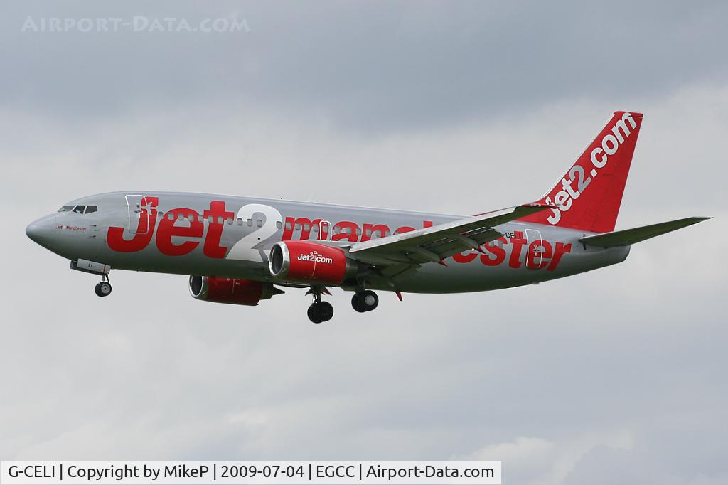 G-CELI, 1986 Boeing 737-330 C/N 23526, Short final for Runway 23R.