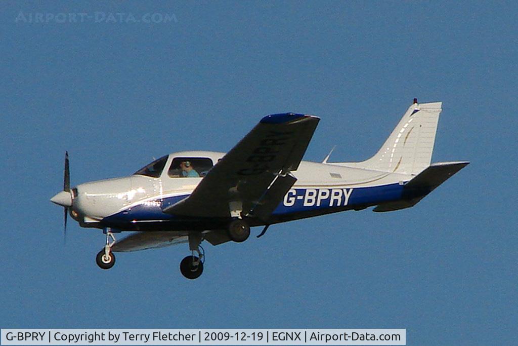 G-BPRY, 1984 Piper PA-28-161 Cherokee Warrior II C/N 28-8416120, Piper Cherokee Warrior about to land at East Midlands