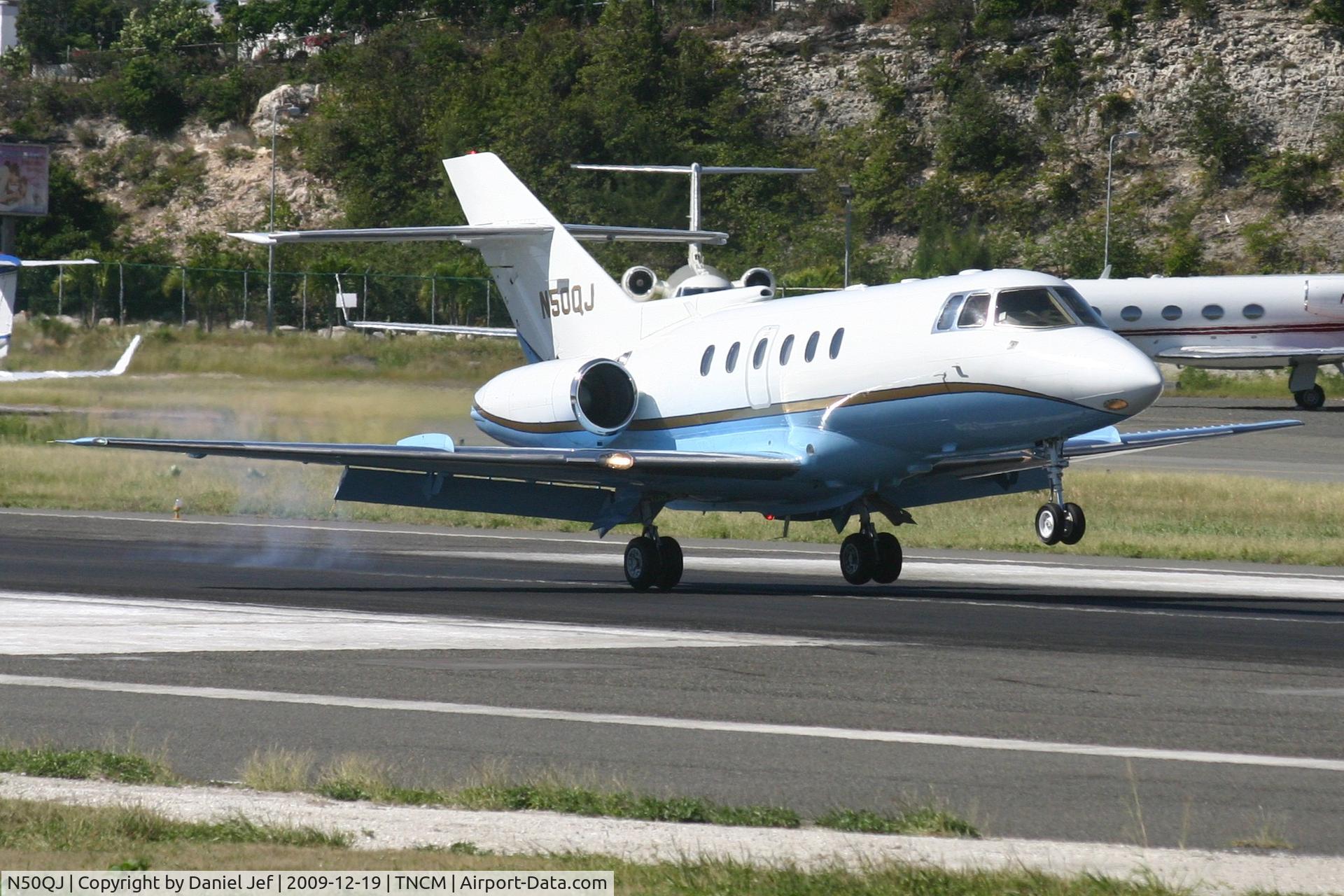 N50QJ, British Aerospace BAe.125 Series 800A C/N 258216, N50QJ LAnding on runway 10 at TNCM