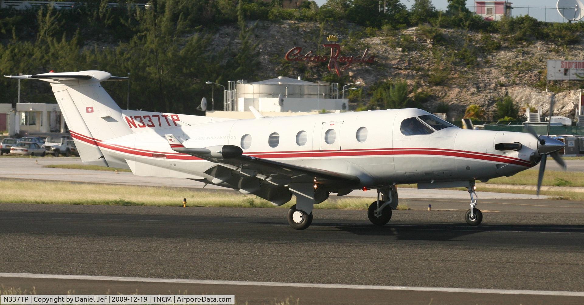 N337TP, 2000 Pilatus PC-12/45 C/N 326, N337TP with the cll sign GOOD SPEED 315 is seen here departing tncm for ST barths