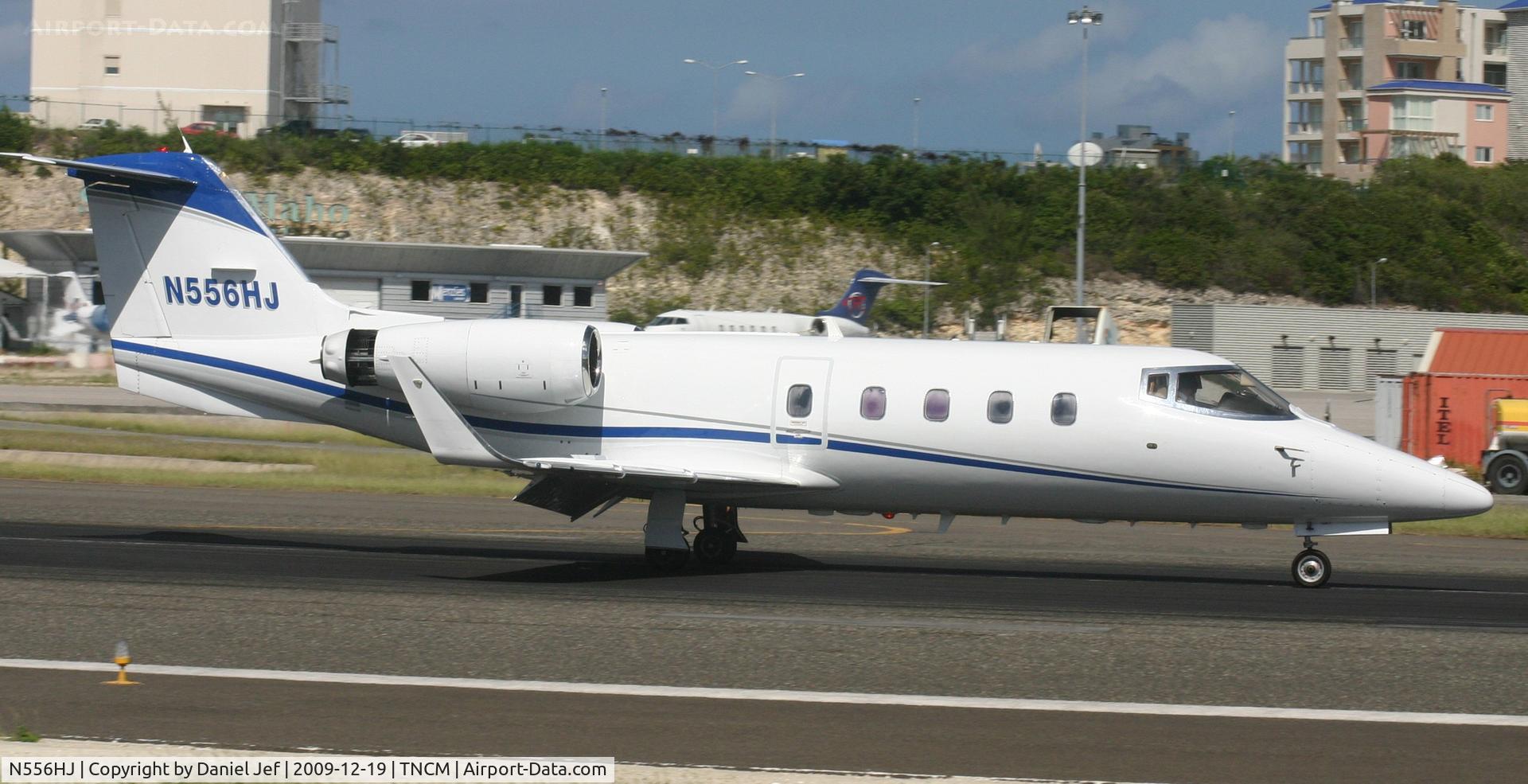 N556HJ, 1982 Gates Learjet 55 C/N 55-028, Hop A Jet N556HJ departing TNCM on runway 10