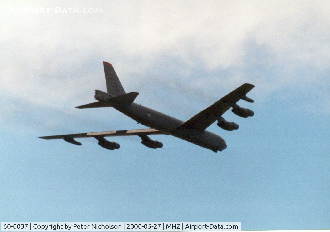 60-0037, 1960 Boeing B-52H Stratofortress C/N 464402, B-52H Stratofortress named Wham Bam II of 96th Bomb Squadron/2nd Bomb Wing at Barksdale AFB on display at the Mildenhall Air Fete of 2000.