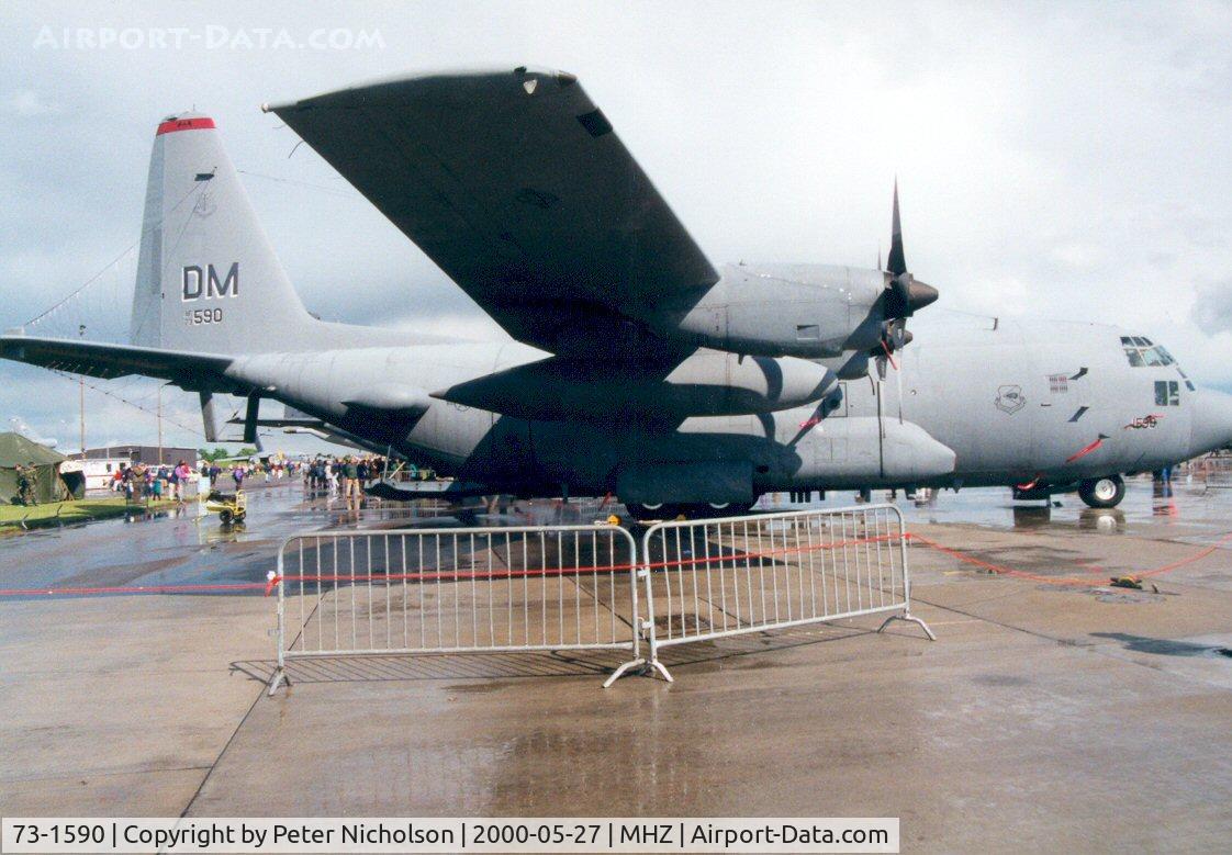 73-1590, 1973 Lockheed EC-130H Compass Call C/N 382-4554, Compass Call EC-130H Hercules of 43rd Electronic Combat Squadron/355th Wing in the static park at the Mildenhall Air Fete of 2000.