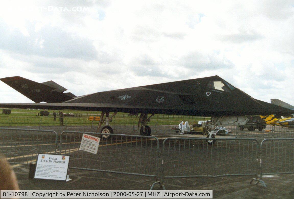 81-10798, 1981 Lockheed F-117A Nighthawk C/N A.4023, Another view of the 49th Fighter Wing Nighthawk on display at the Mildenhall Air Fete of 2000.