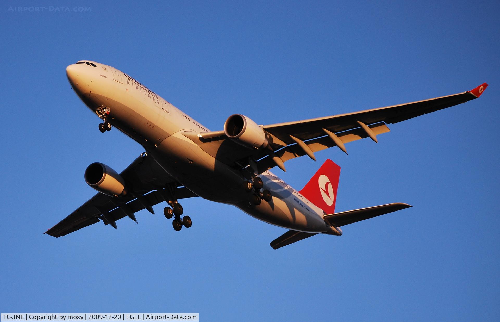 TC-JNE, 2006 Airbus A330-203 C/N 774, on finals to London Heathrow