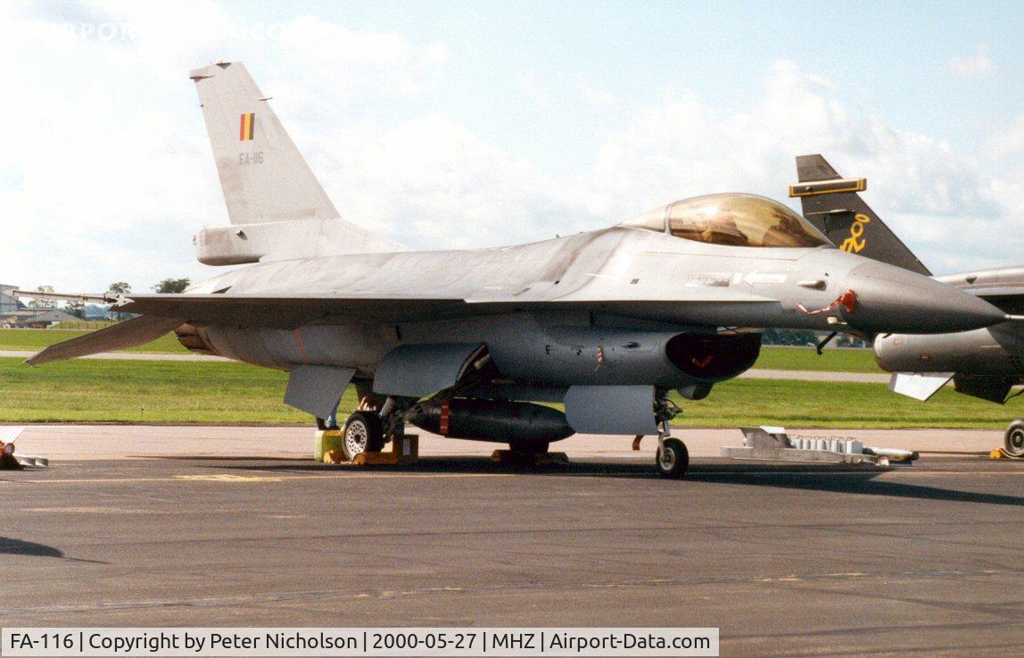 FA-116, 1980 SABCA F-16AM Fighting Falcon C/N 6H-116, F-16A Falcon of 10 Squadron Belgian Air Force on display at the Mildenhall Air Fete of 2000.