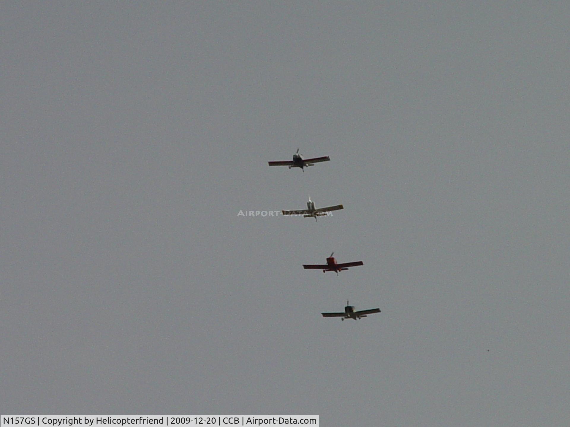 N157GS, 1997 Vans RV-6 C/N 20480, Overhead Line Formation Flyover practice with N61ED, N808DK, N628PV