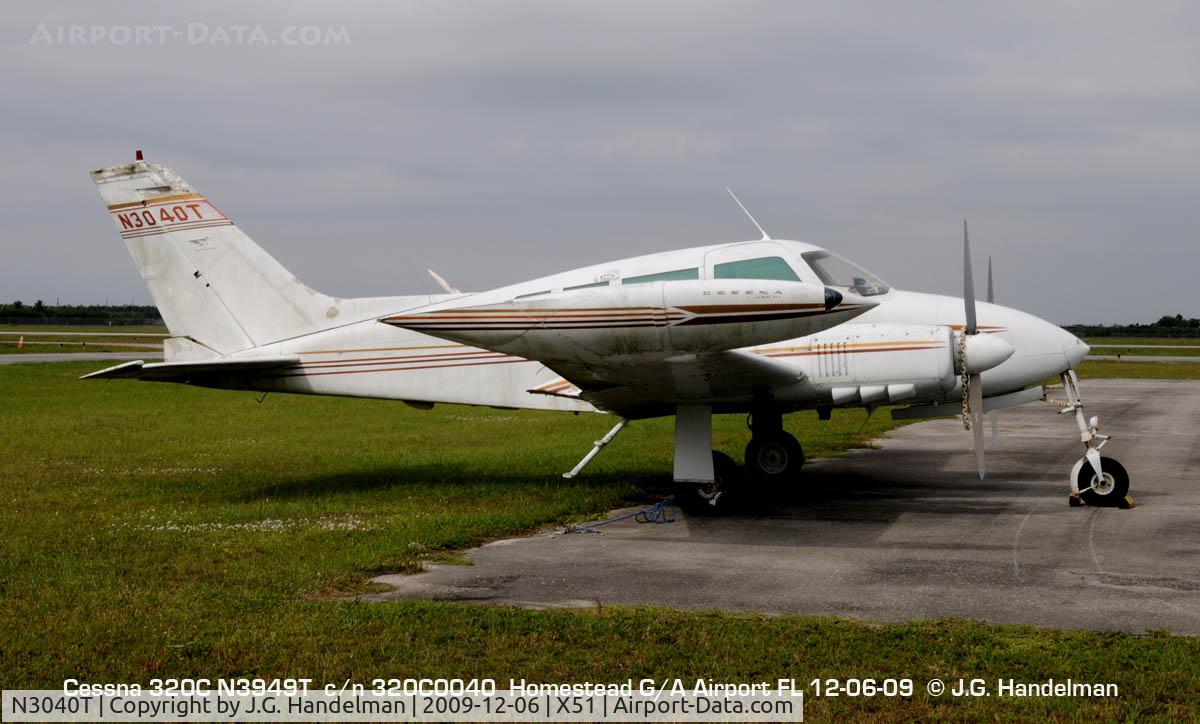 N3040T, 1964 Cessna 320C Skyknight C/N 320C0040, at Homestead Gen. Av. Airport FL