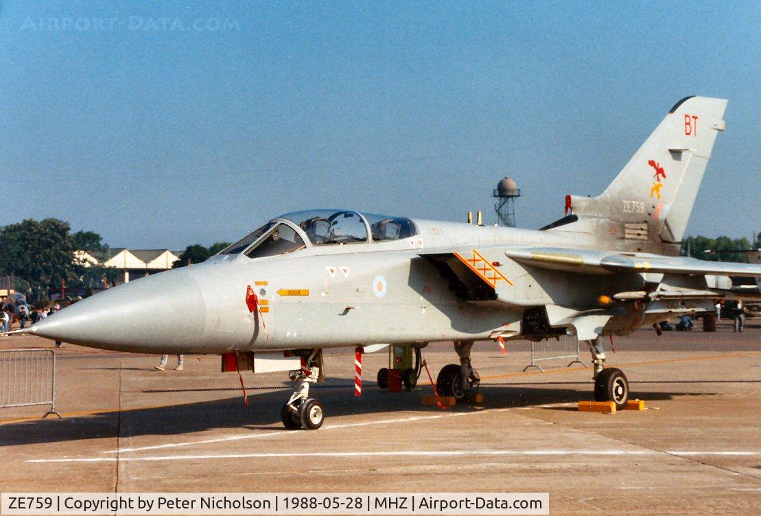 ZE759, 1988 Panavia Tornado F.3 C/N AT029/679/3306, Tornado F.3 of 29 Squadron at RAF Coningsby on display at the 1988 Mildenhall Air Fete.