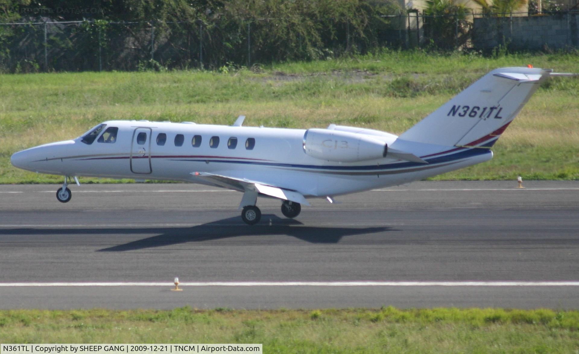 N361TL, 2006 Cessna 525B CitationJet CJ3 C/N 525B0061, N361TL landing on runway 10 TNCM