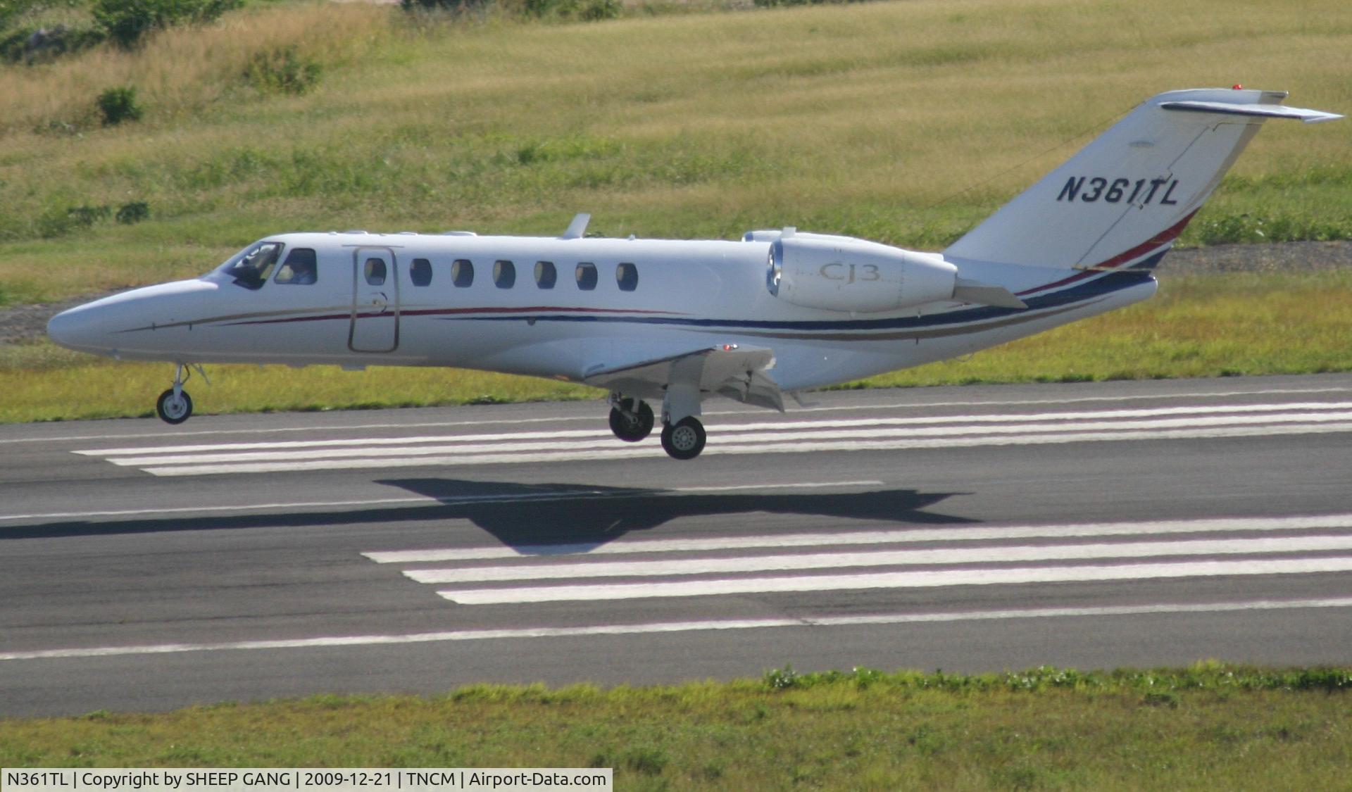 N361TL, 2006 Cessna 525B CitationJet CJ3 C/N 525B0061, N361TL landing TNCM