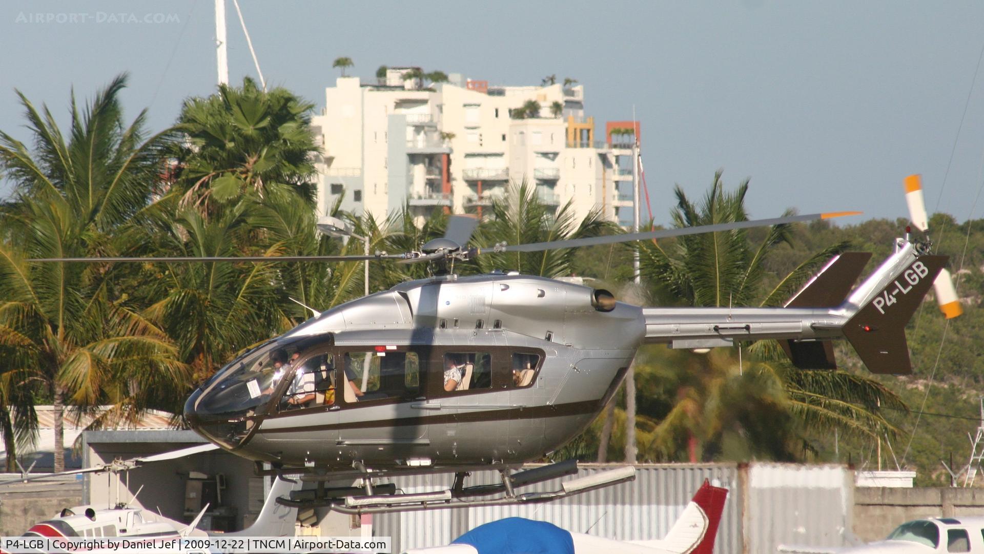 P4-LGB, 2004 Eurocopter-Kawasaki BK-117C-2 C/N 9052, P4-LGB departing to St Barths with the russian family on board after just landing on P4-MES.