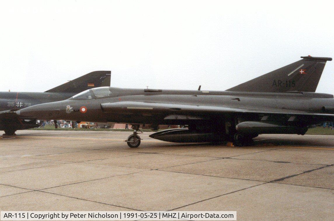 AR-115, 1971 Saab RF-35 Draken C/N 35-1115, Saab Sk-35XD Draken of Esk 729 Royal Danish Air Force on display at the 1991 Mildenhall Air Fete.