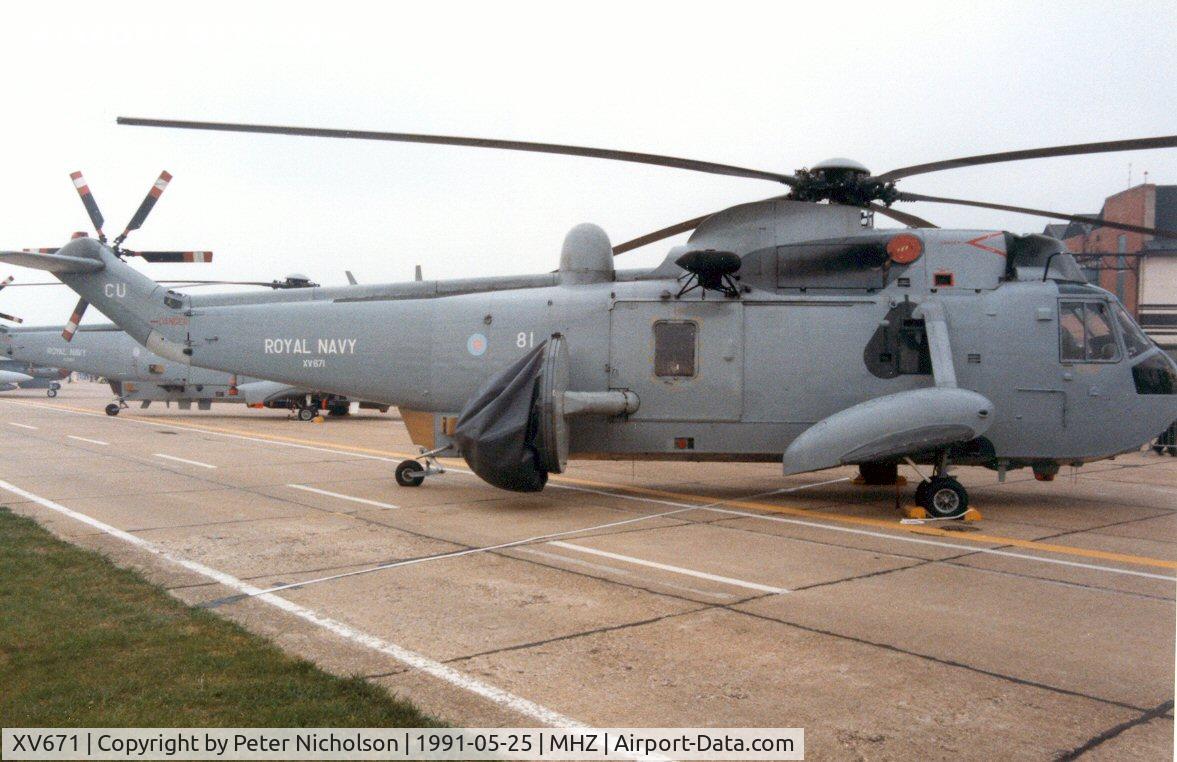 XV671, 1970 Westland Sea King AEW.2A C/N WA659, Sea King AEW.2A of 849 Squadron in the static park at the 1991 Mildenhall Air Fete.